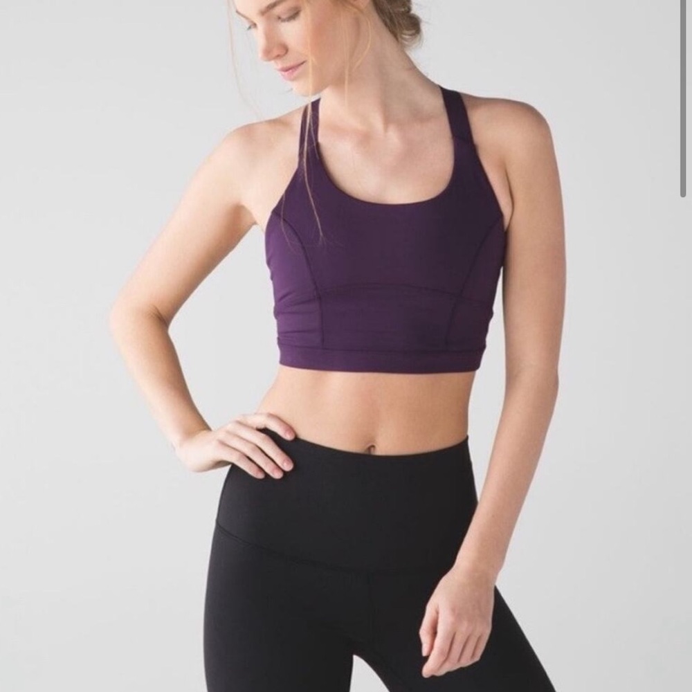 lululemon athletica Zinfandel Purple Cross-Strap pure practice Sports Bra